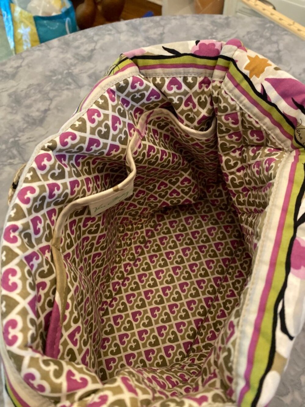 Vera Bradley Mod Floral Pink Quilted Tote Bag Cotton Purse - Picture 4 of 6